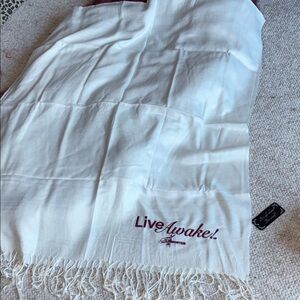 New White Scarf Live Awake “I am the one” 29”x 72” NWT